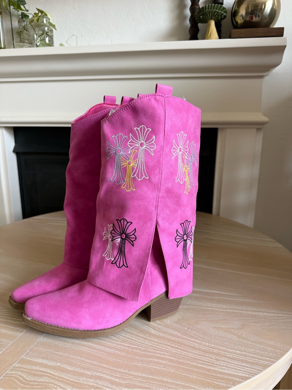 Hawkwell|Vibrant Pink Embroidered Western Boots,Colorful Bold-Festival Coachella